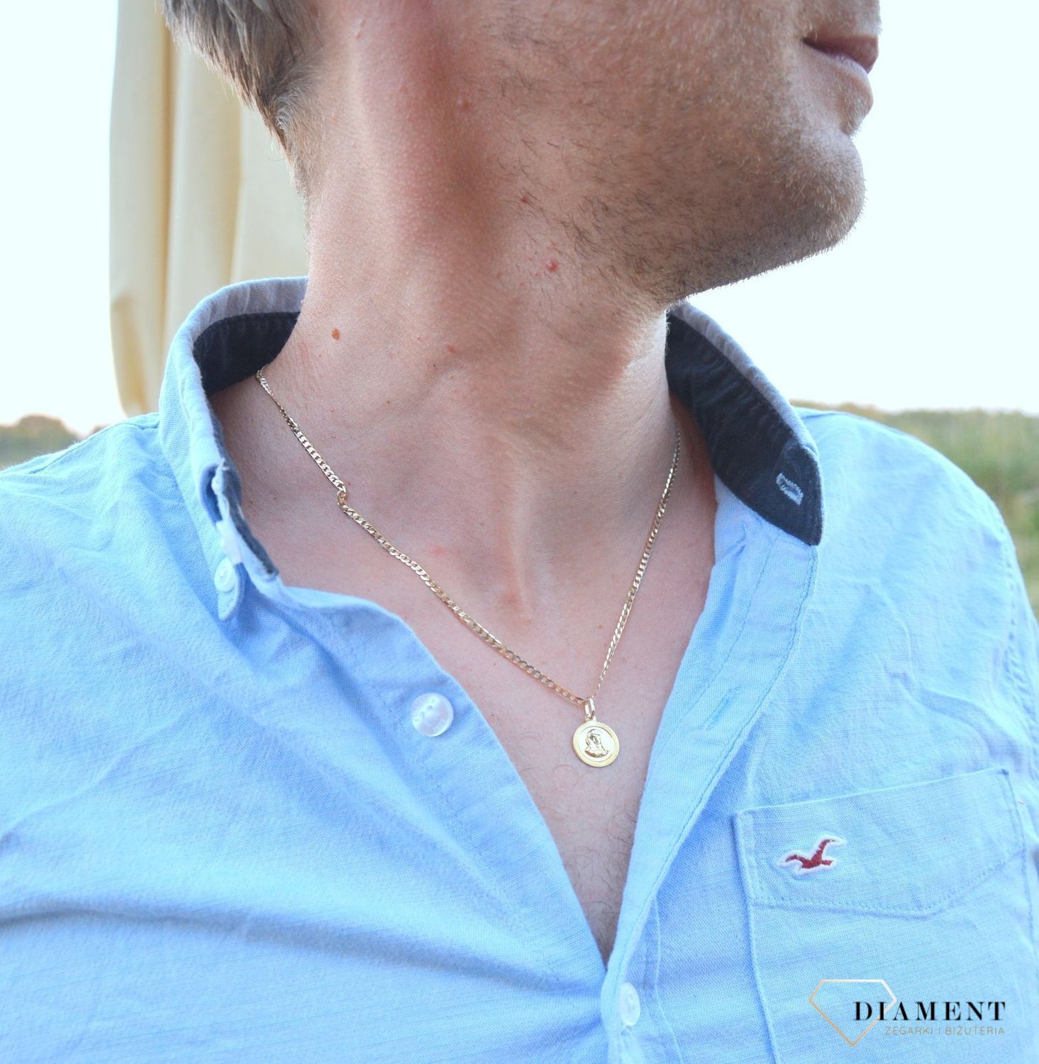 Złota zawieszka medalik Wizerunek Matki Boskiej ZA 2634B (2).jpg